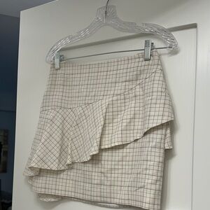 Joie Cream and Black Checkered Mini Skirt